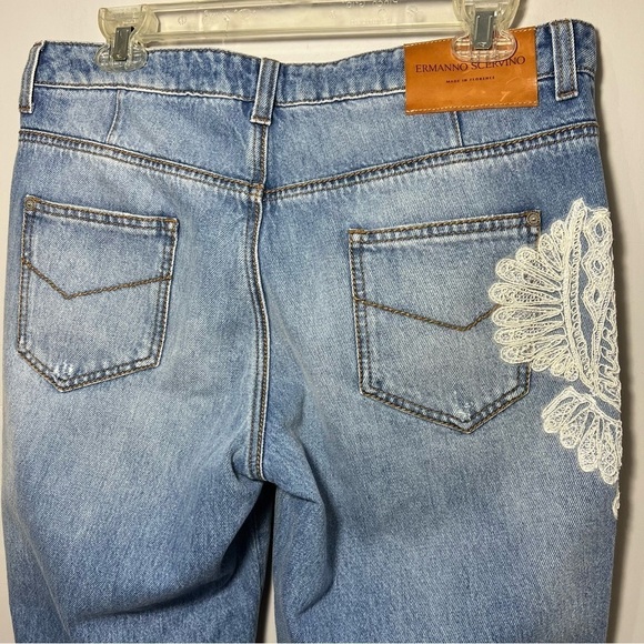 Women’s Ermanno Scervino Embroidered Boyfriend Jeans Embellished Preppy Italian - Picture 7 of 13